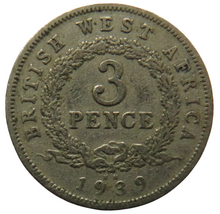 Load image into Gallery viewer, 1939-K.N King George VI British West Africa 3 Pence Coin
