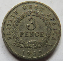 Load image into Gallery viewer, 1939-K.N King George VI British West Africa 3 Pence Coin
