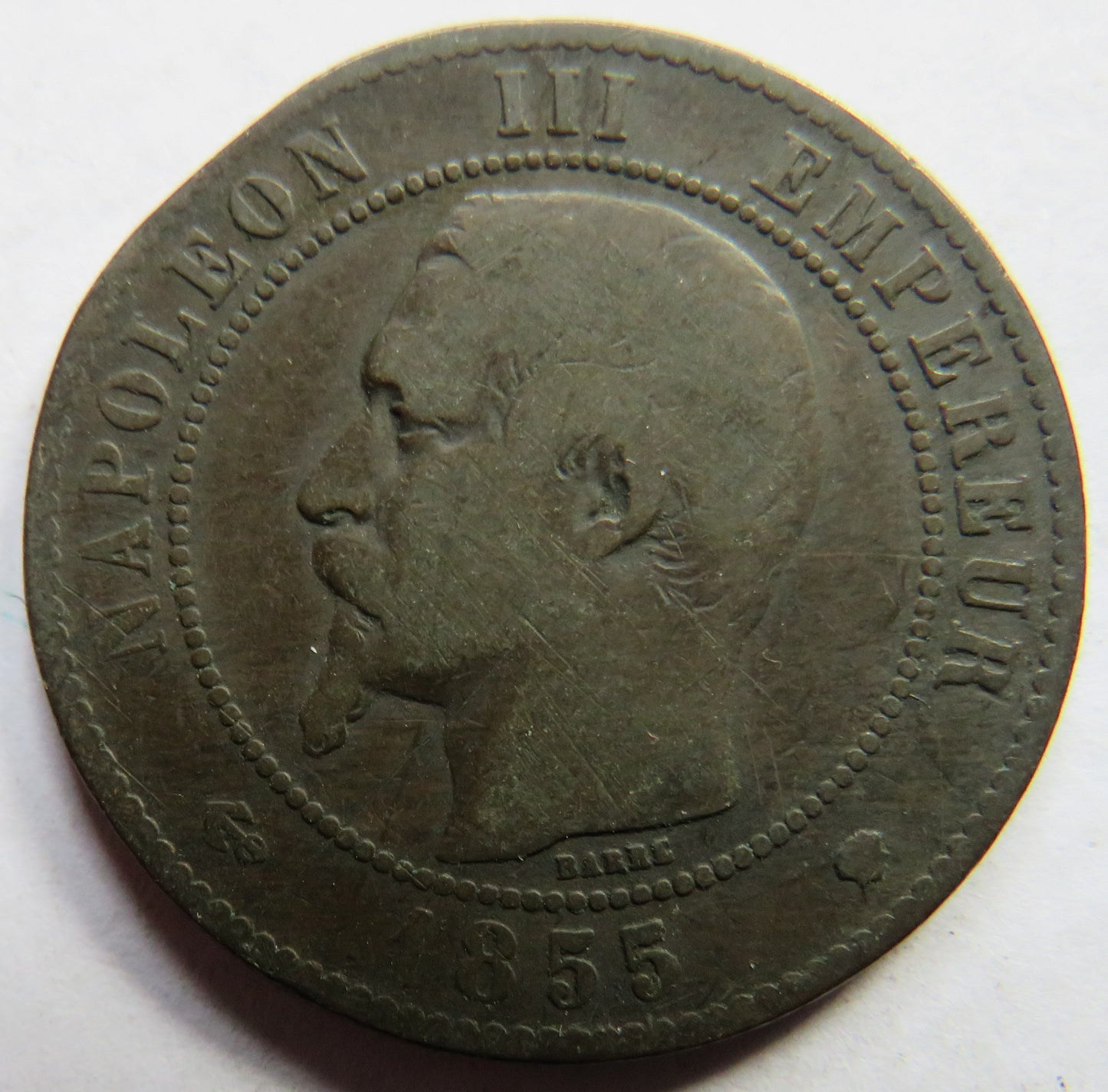 1855-MA France Napoleon III 10 Centimes Coin