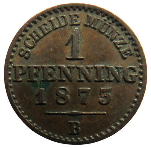 1873-B German States Prussia One Pfennig Coin