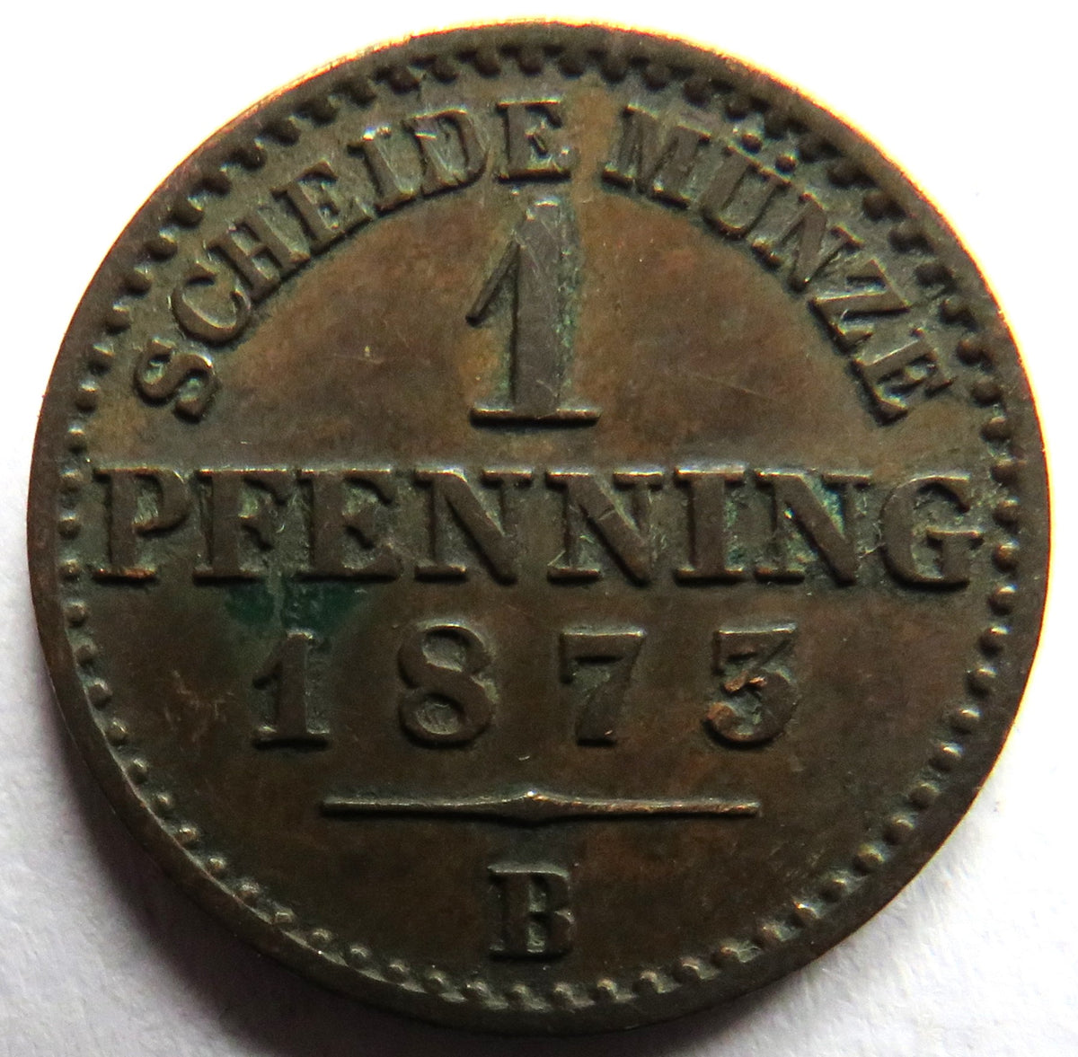 1873-B German States Prussia One Pfennig Coin image 2