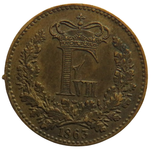 1863 Denmark 1 Skilling Rigsmont Coin