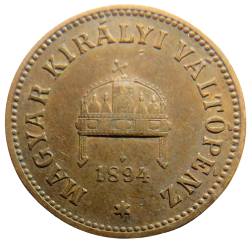 1894 Hungary 2 Heller Coin