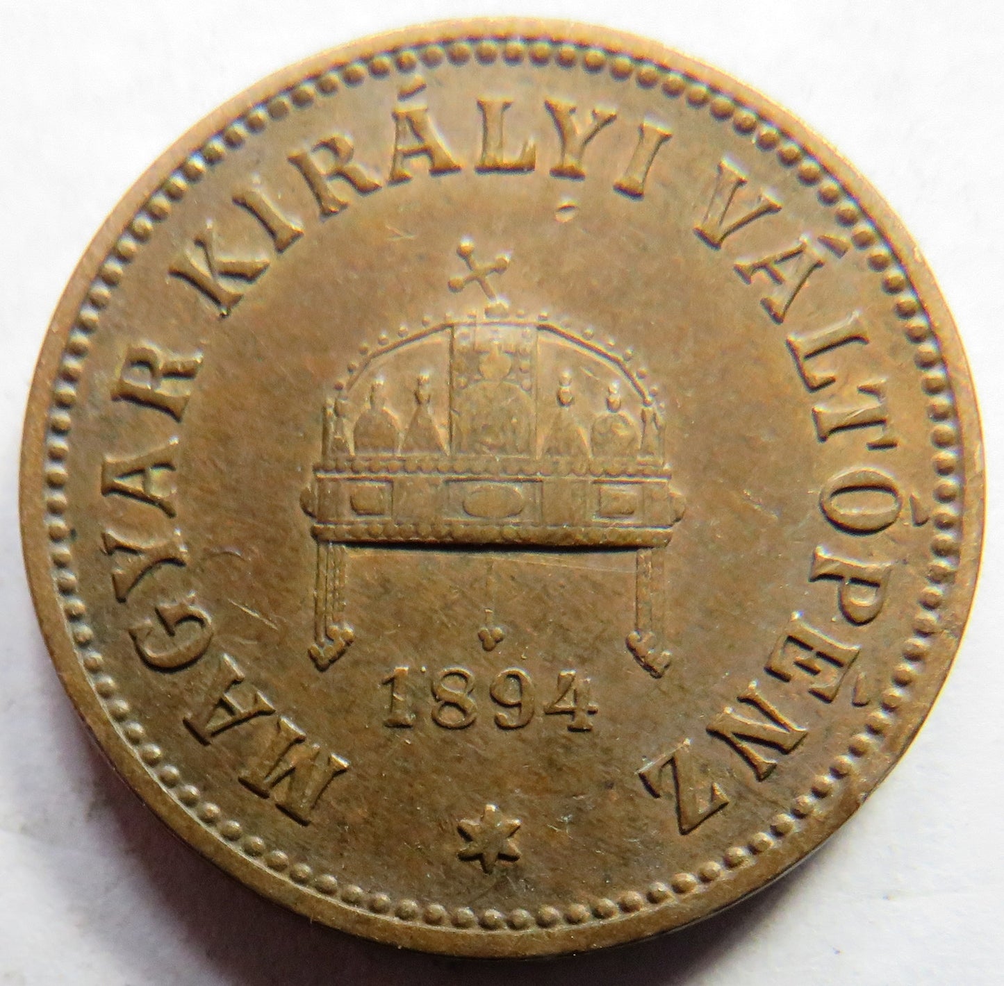 1894 Hungary 2 Heller Coin