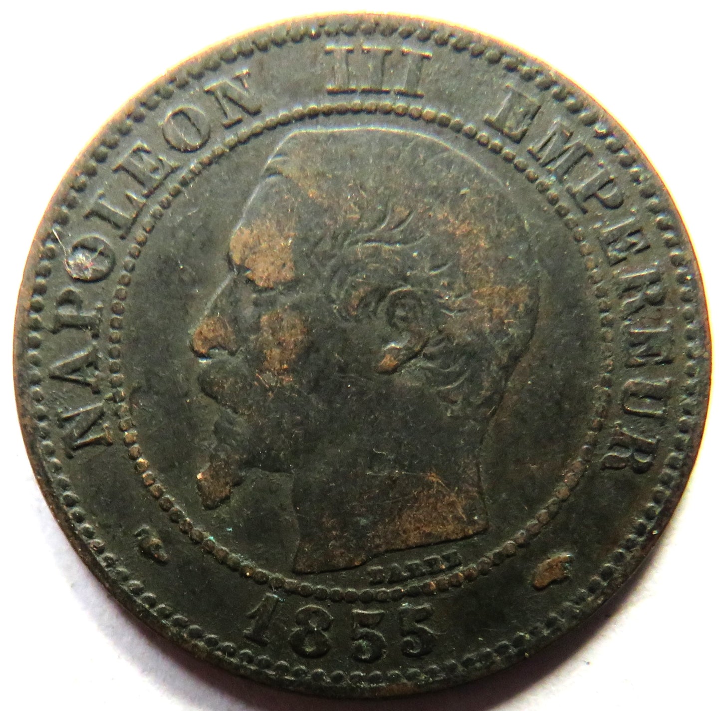 1855-A France Napoleon III 2 Centimes Coin