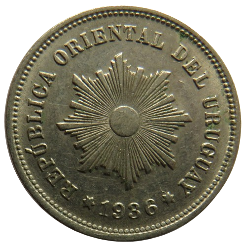 1936 Uruguay 5 Centesimos Coin