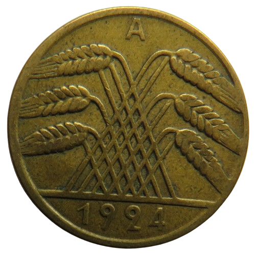 1924-A Germany - Weimar Republic 10 Reichspfennig Coin