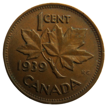 Load image into Gallery viewer, 1939 King George VI Canada One Cent Coin
