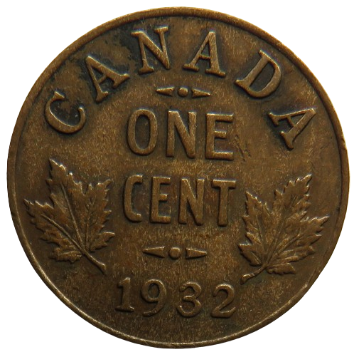 1932 King George V Canada One Cent Coin