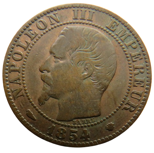 1854 MA France Napoleon III 5 Centimes Coin