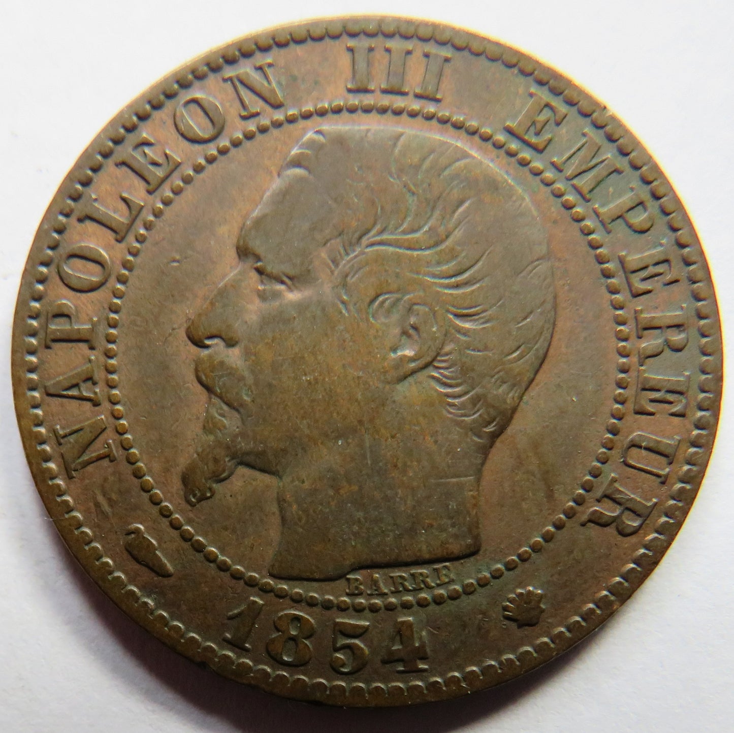 1854 MA France Napoleon III 5 Centimes Coin