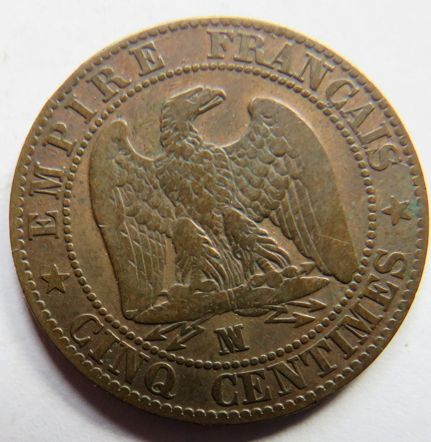 1854 MA France Napoleon III 5 Centimes Coin
