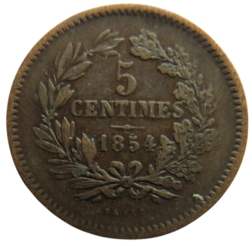 1854 Luxembourg 5 Centimes Coin