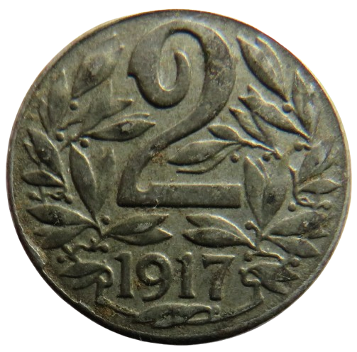 1917 Austria 2 Heller Coin
