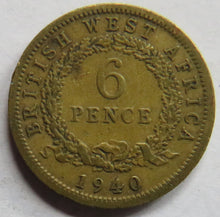 Load image into Gallery viewer, 1940 King George VI British West Africa Sixpence 6d Coin
