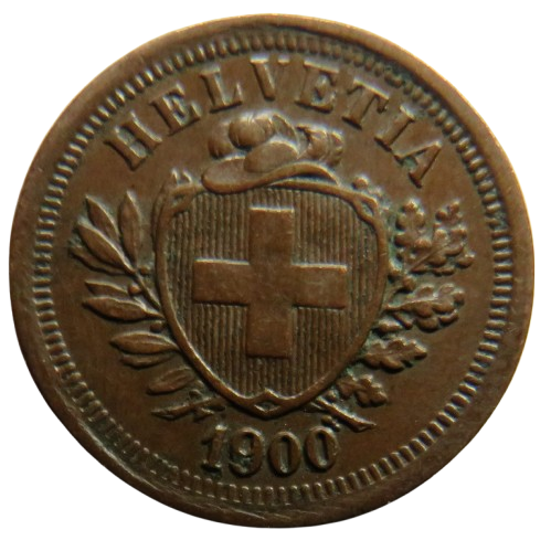 1900 Switzerland One Rappen Coin