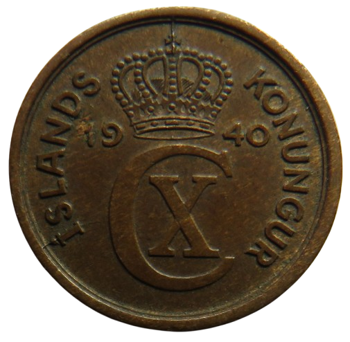1940 Iceland One Eyrir Coin