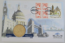 Load image into Gallery viewer, 1998 Gibraltar £5 Coin &amp; Stamp Cover Millennium 2000
