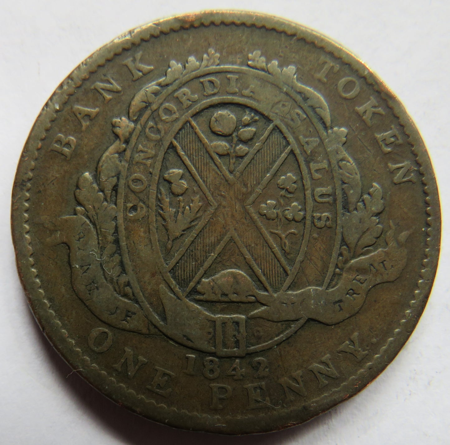 1842 Province Of Canada Bank Of Montreal One Penny Bank Token