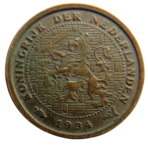 1934 Netherlands 1/2 Cent Coin