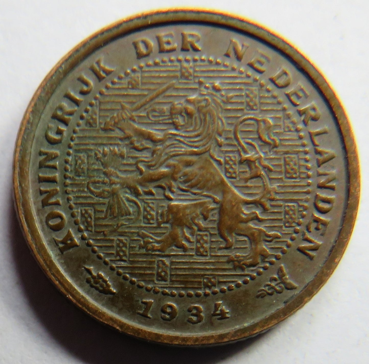 1934 Netherlands 1/2 Cent Coin