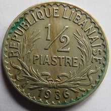 Load image into Gallery viewer, 1936 Lebanon 1/2 Piastre Coin
