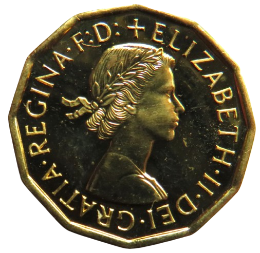 1970 Queen Elizabeth II Brass Threepence Proof Coin