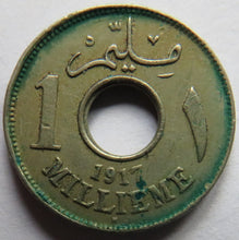 Load image into Gallery viewer, 1917 Egypt One Millieme Coin
