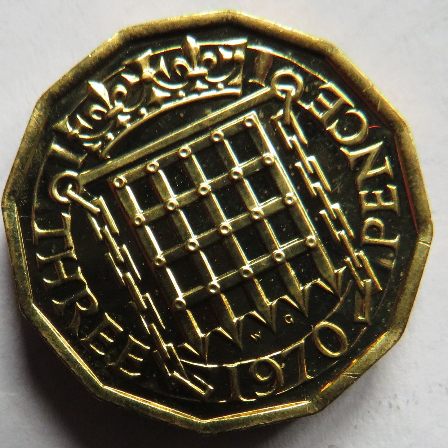 1970 Queen Elizabeth II Brass Threepence Proof Coin