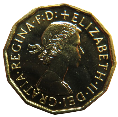 1970 Queen Elizabeth II Brass Threepence Proof Coin