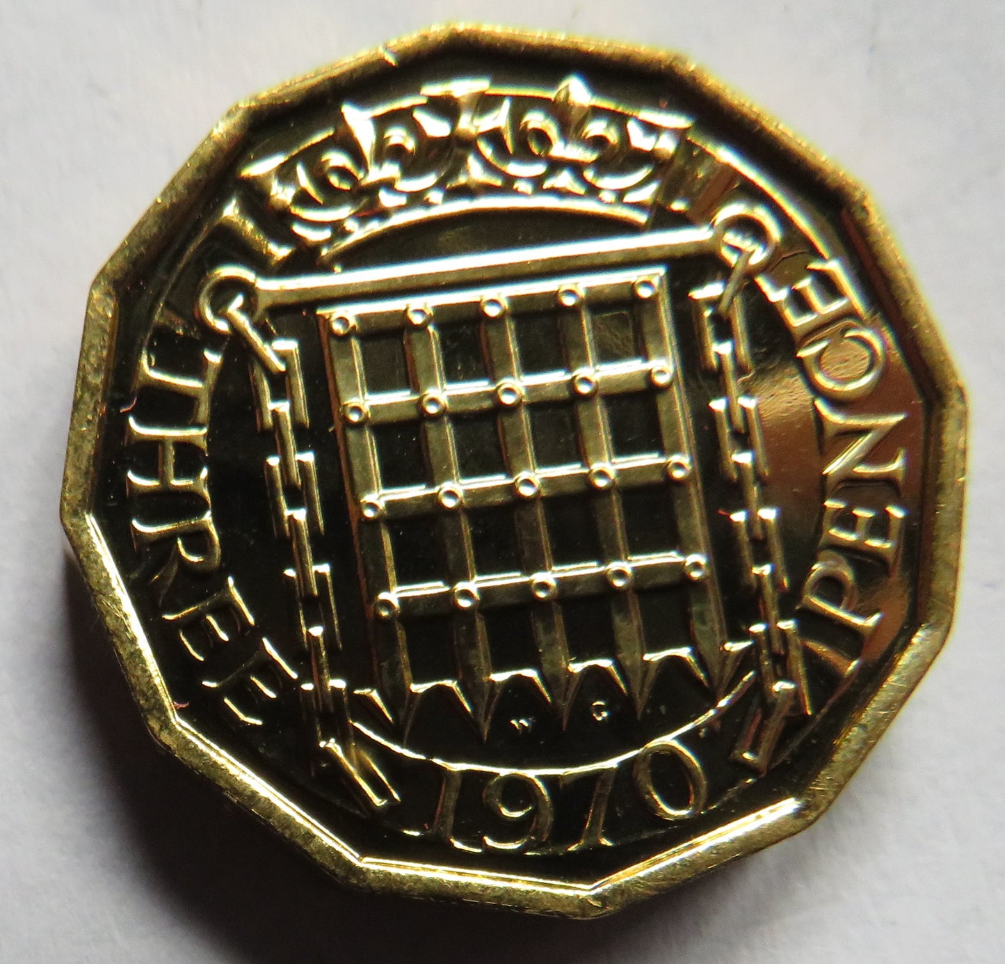 1970 Queen Elizabeth II Brass Threepence Proof Coin