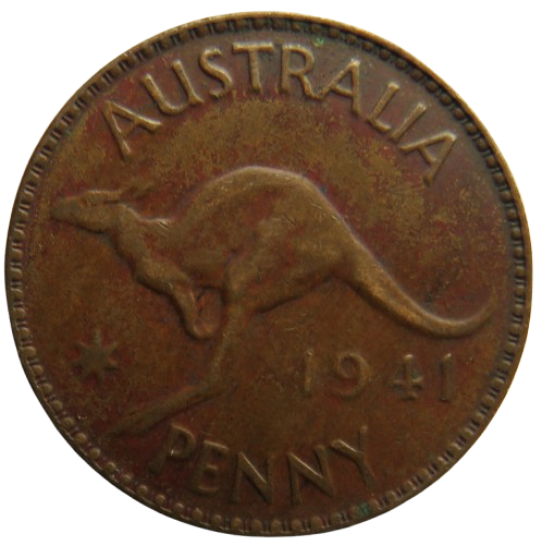 1941 King George VI Australia One Penny Coin