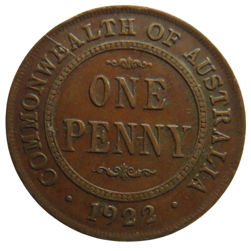 1922 King George V Australia One Penny Coin