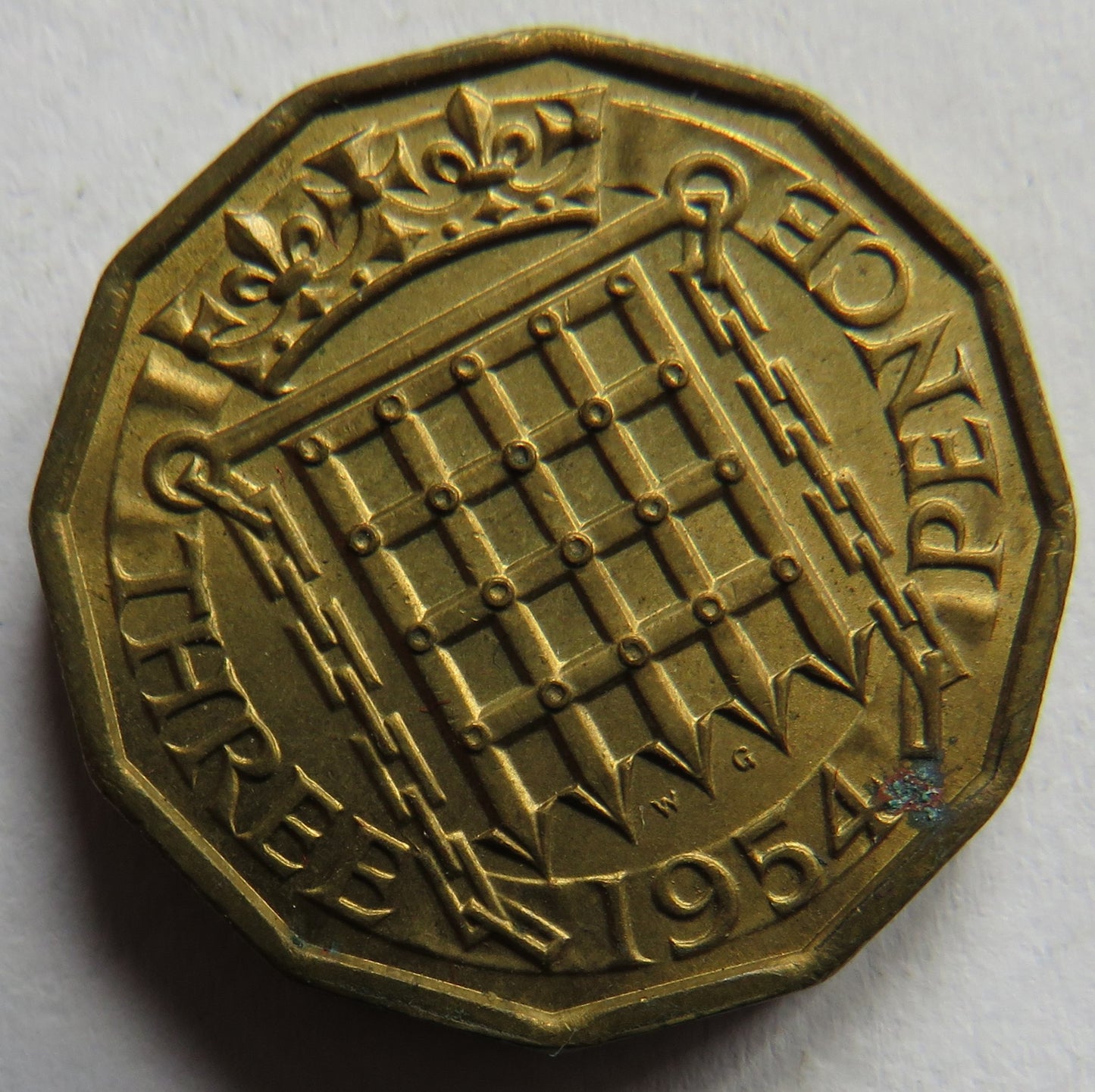1954 Queen Elizabeth II Brass Threepence Coin In High Grade