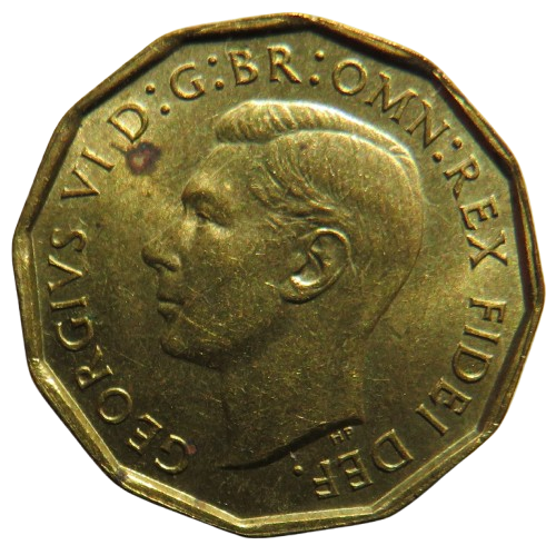 1952 King George VI Brass Threepence Coin In High Grade