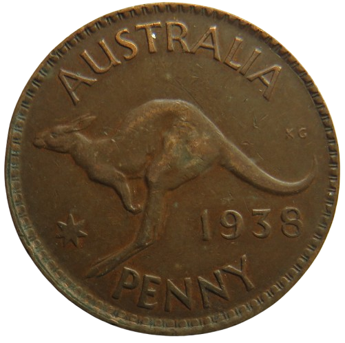 1938 King George VI Australia One Penny Coin