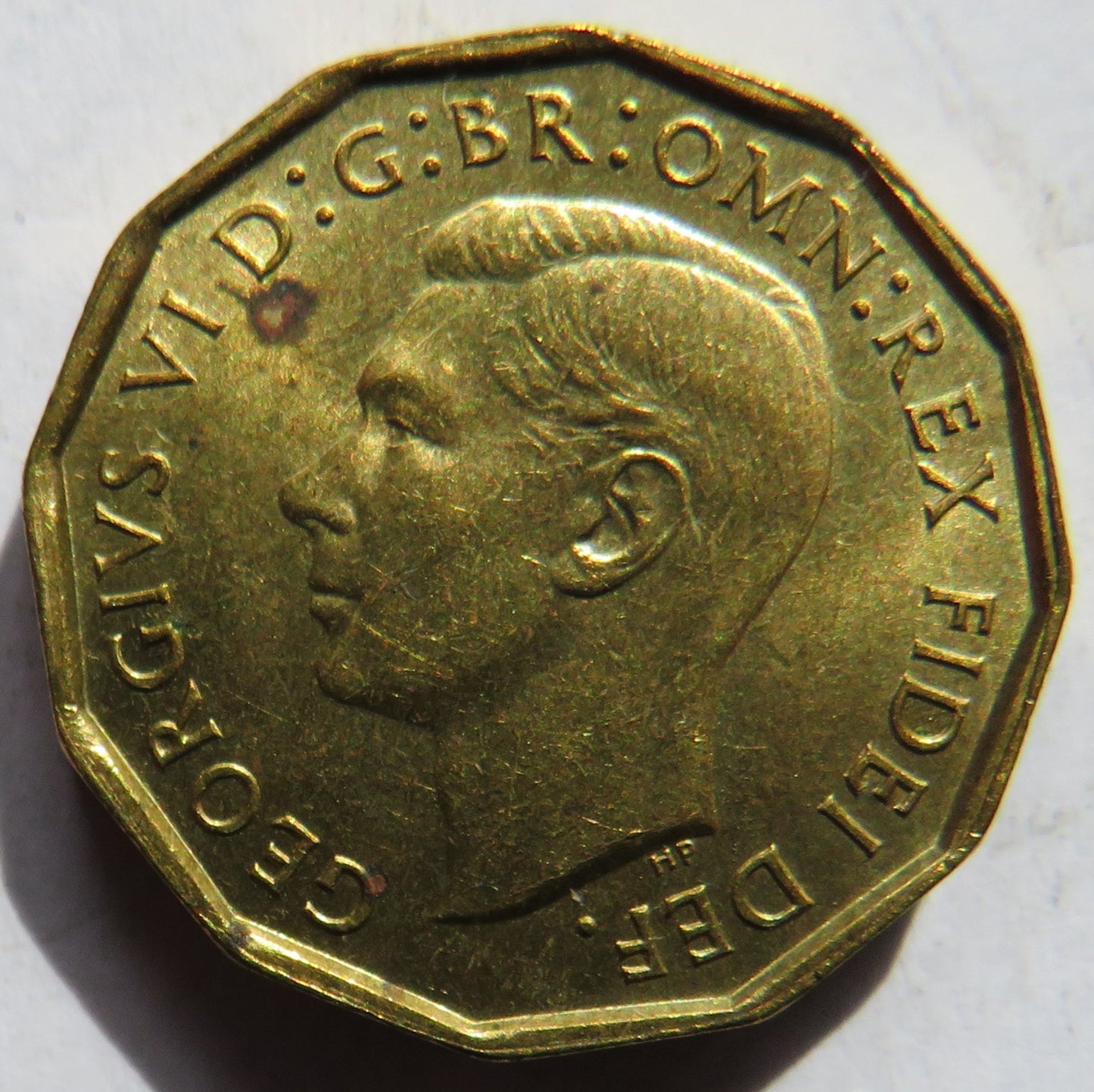 1952 King George VI Brass Threepence Coin In High Grade