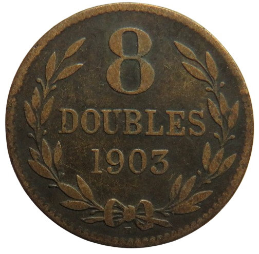 1903-H Guernsey 8 Doubles Coin