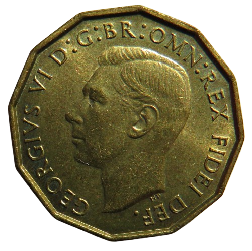 1952 King George VI Brass Threepence Coin In High Grade