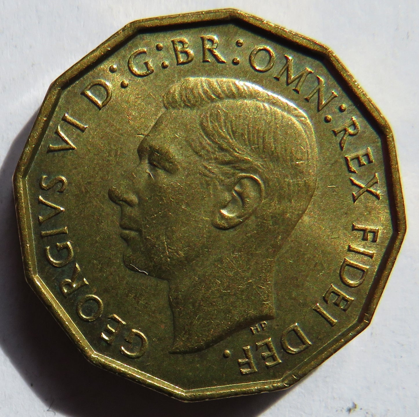 1952 King George VI Brass Threepence Coin In High Grade
