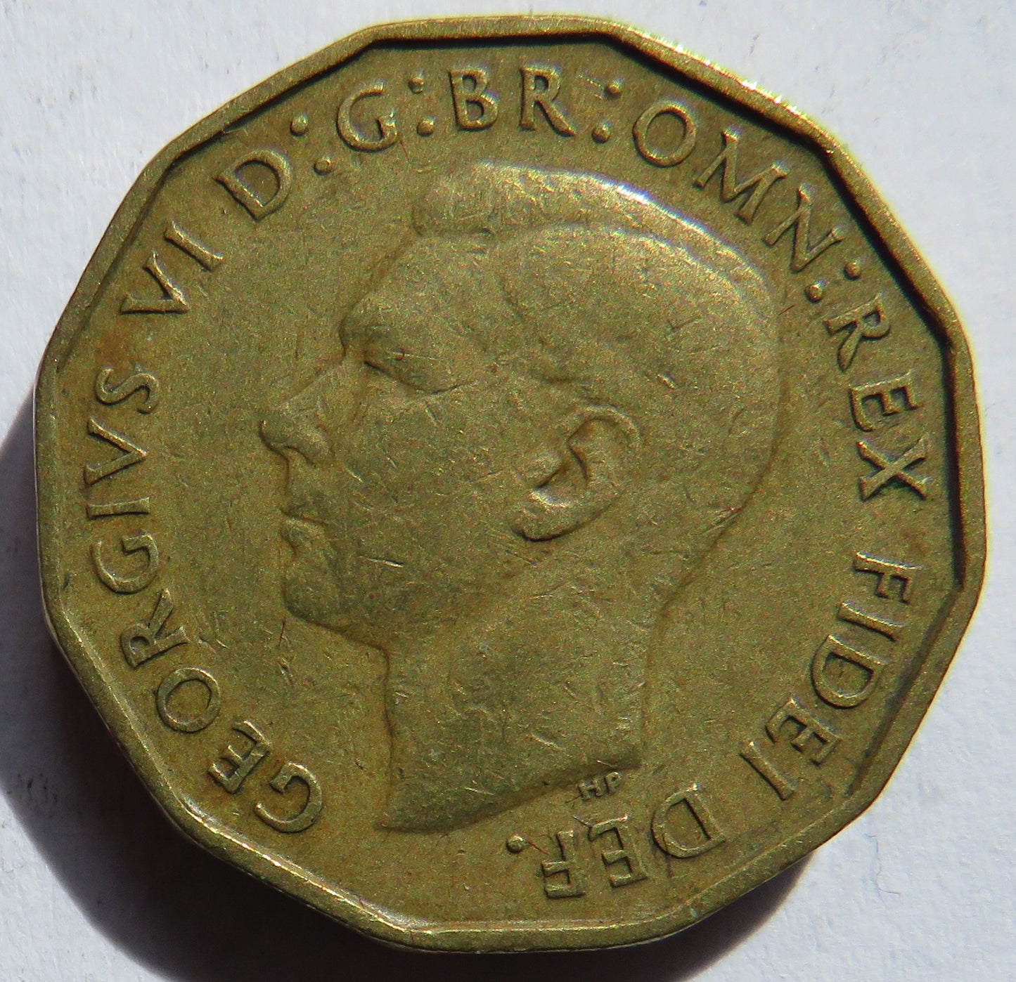 1949 King George VI Brass Threepence Coin Scarce Date