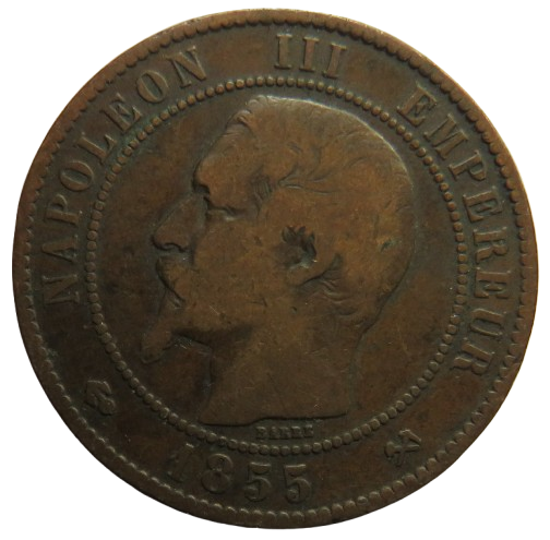 1855-B France Napoleon III 10 Centimes Coin