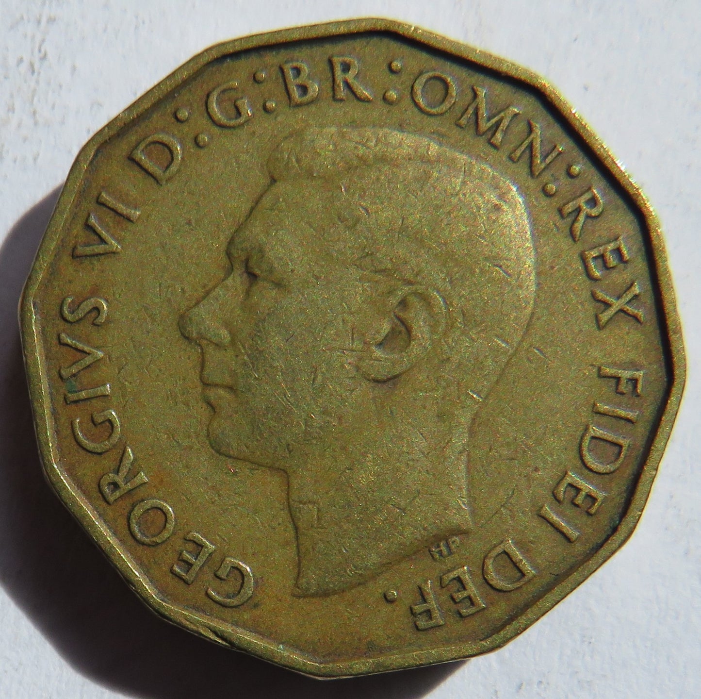 1949 King George VI Brass Threepence Coin Scarce Date