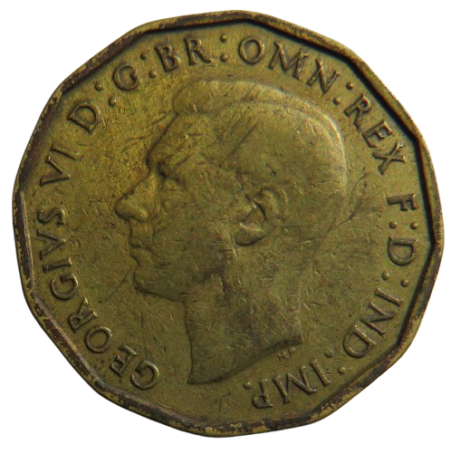 1946 King George VI Brass Threepence Coin Scarce Date