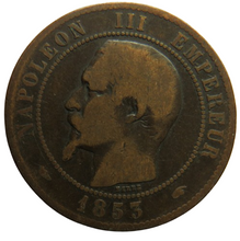 Load image into Gallery viewer, 1853-A France Napoleon III 10 Centimes Coin
