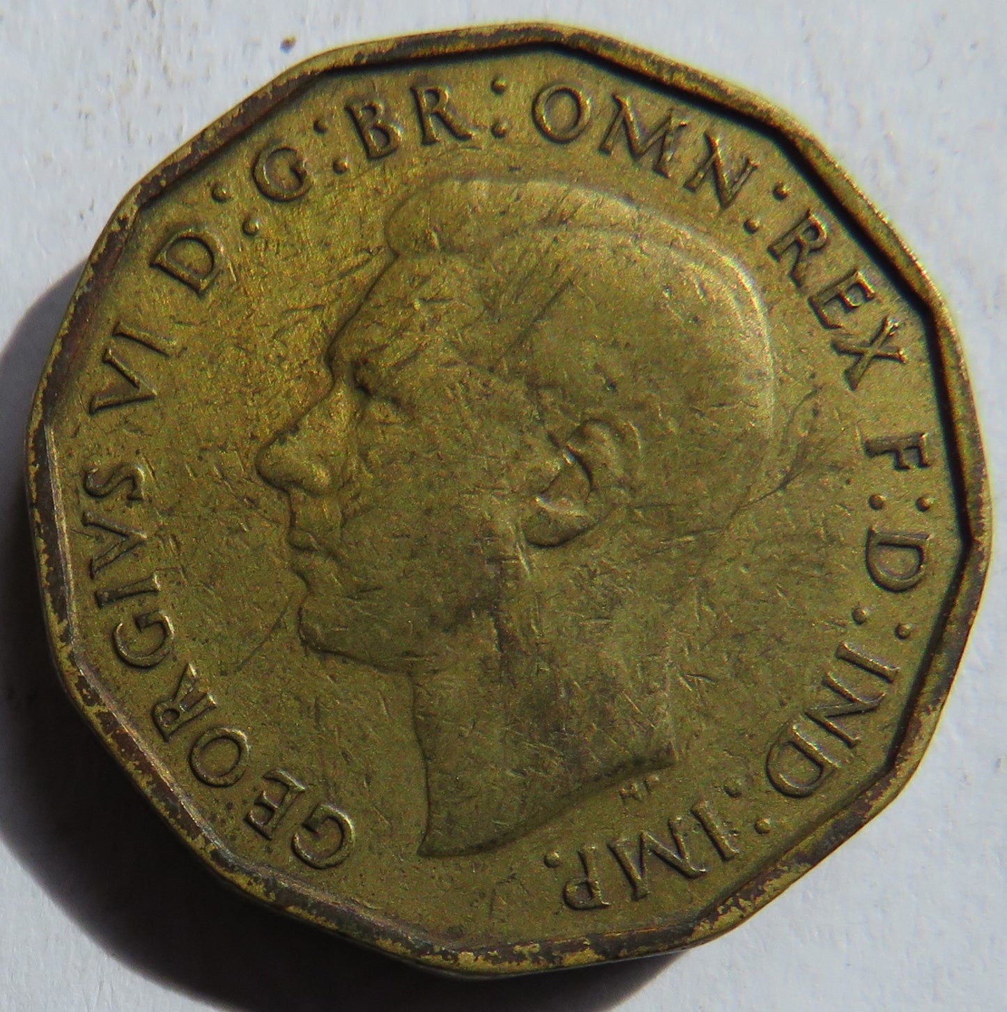 1946 King George VI Brass Threepence Coin Scarce Date
