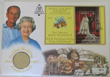 Load image into Gallery viewer, 1997 Jersey £5 Coin &amp; Stamp Cover Golden Wedding Anniversary
