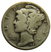 Load image into Gallery viewer, 1942-D USA Silver Mercury Dime Coin
