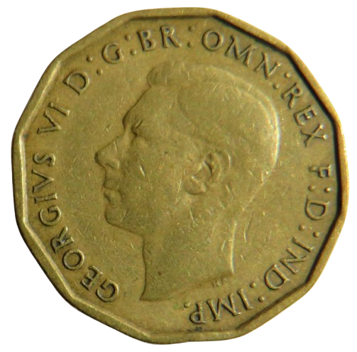 1946 King George VI Brass Threepence Coin Scarce Date