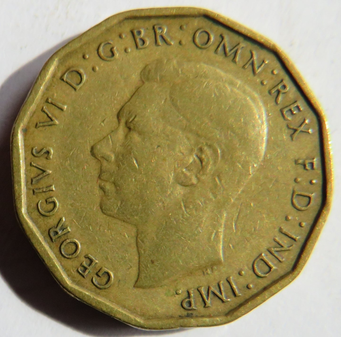 1946 King George VI Brass Threepence Coin Scarce Date